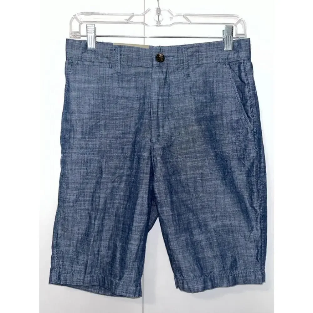 Goodfellow & Co. Chambray Blue Flat-Front Cotton 9” Shorts Men’s Size 28